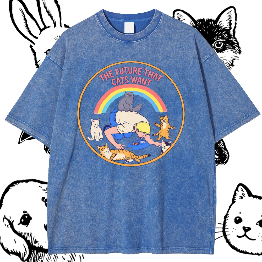 This Future That Cats Want - Cotton Vintage Wash Classic Graphic Tee
