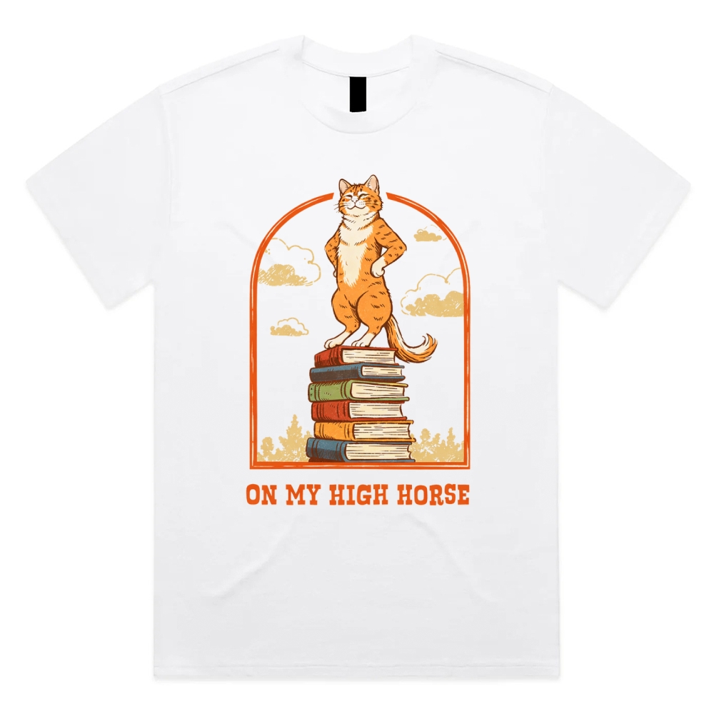 On My High Horse - Cotton Classic Fit Retro Dark Humor Graphic Tee
