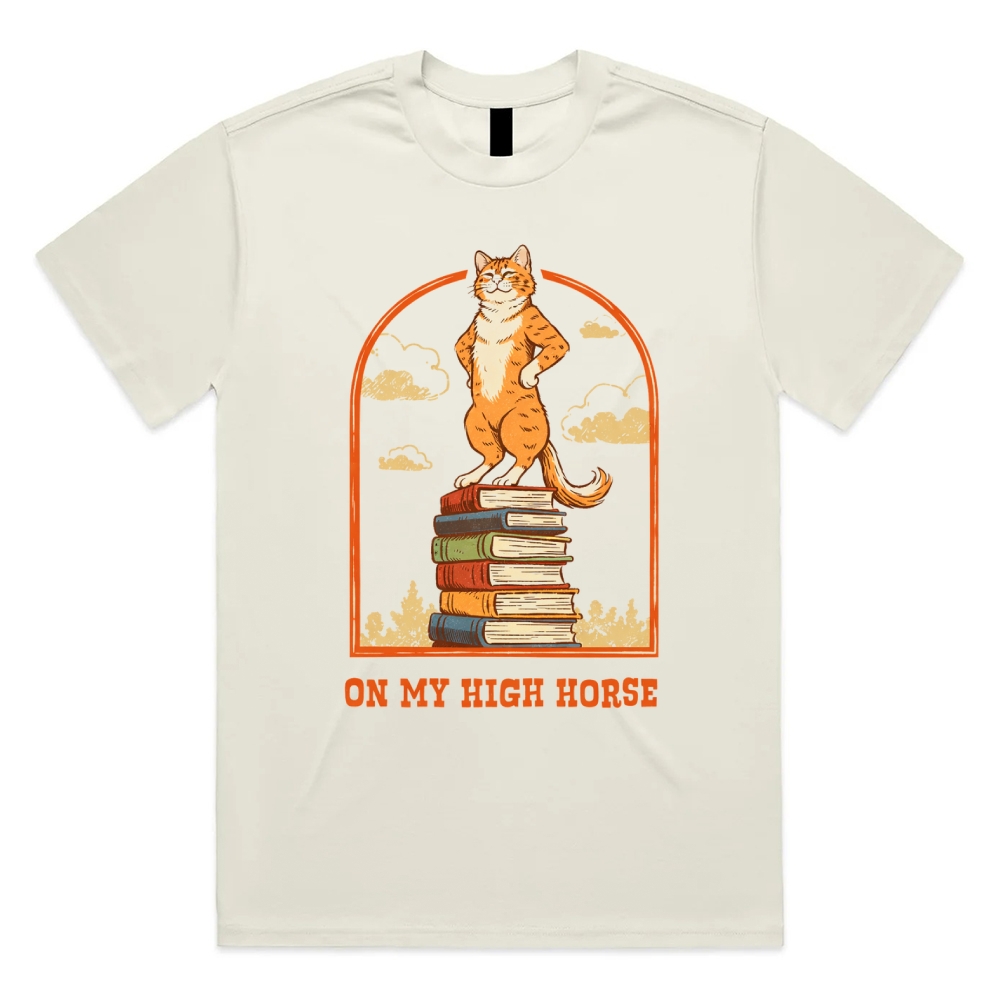 On My High Horse - Cotton Classic Fit Retro Dark Humor Graphic Tee