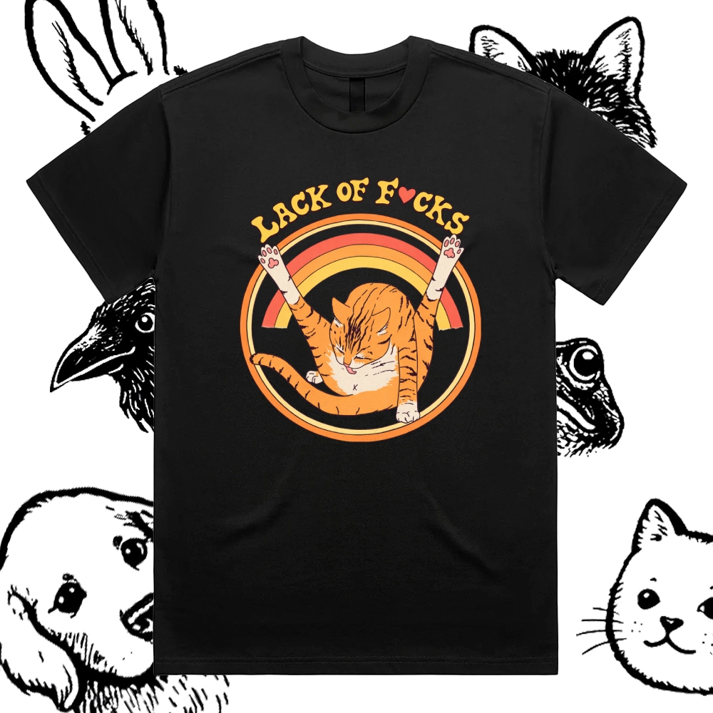Lack Of FXcks - Cotton Classic Fit Retro Dark Humor Graphic Tee