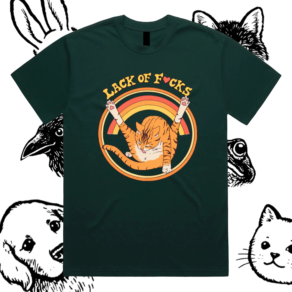 Lack Of FXcks - Cotton Classic Fit Retro Dark Humor Graphic Tee