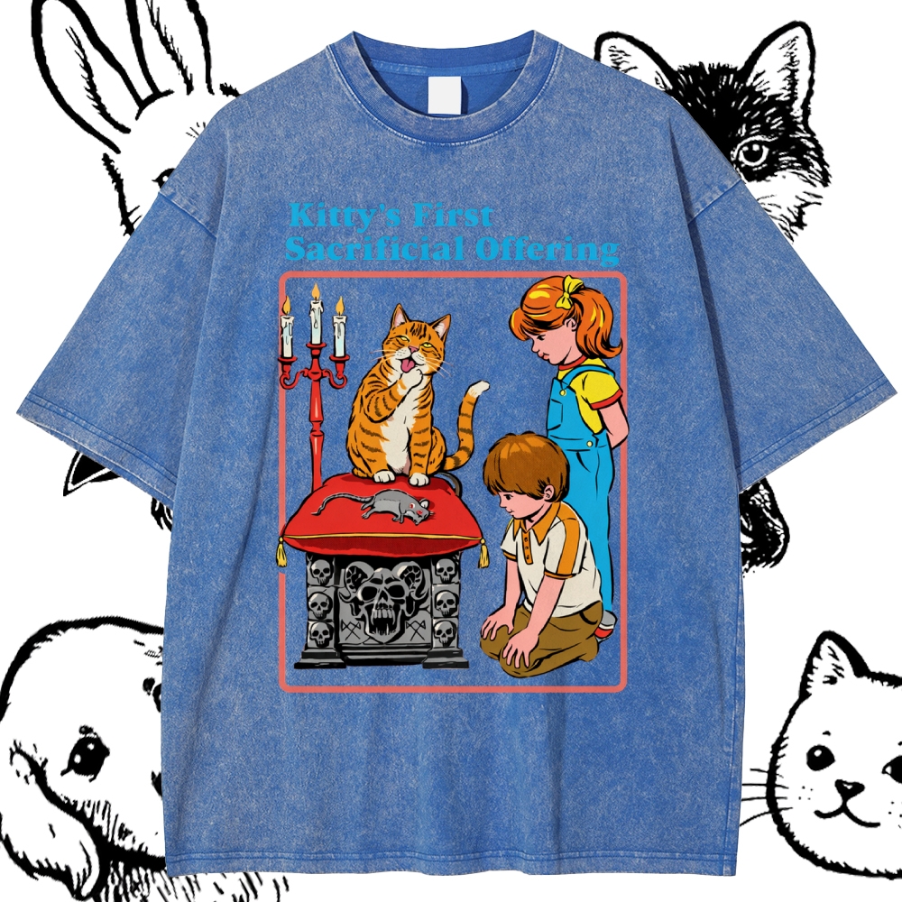 Kitty’s First Sacrificial Offering - Cotton Vintage Wash Classic Graphic Tee