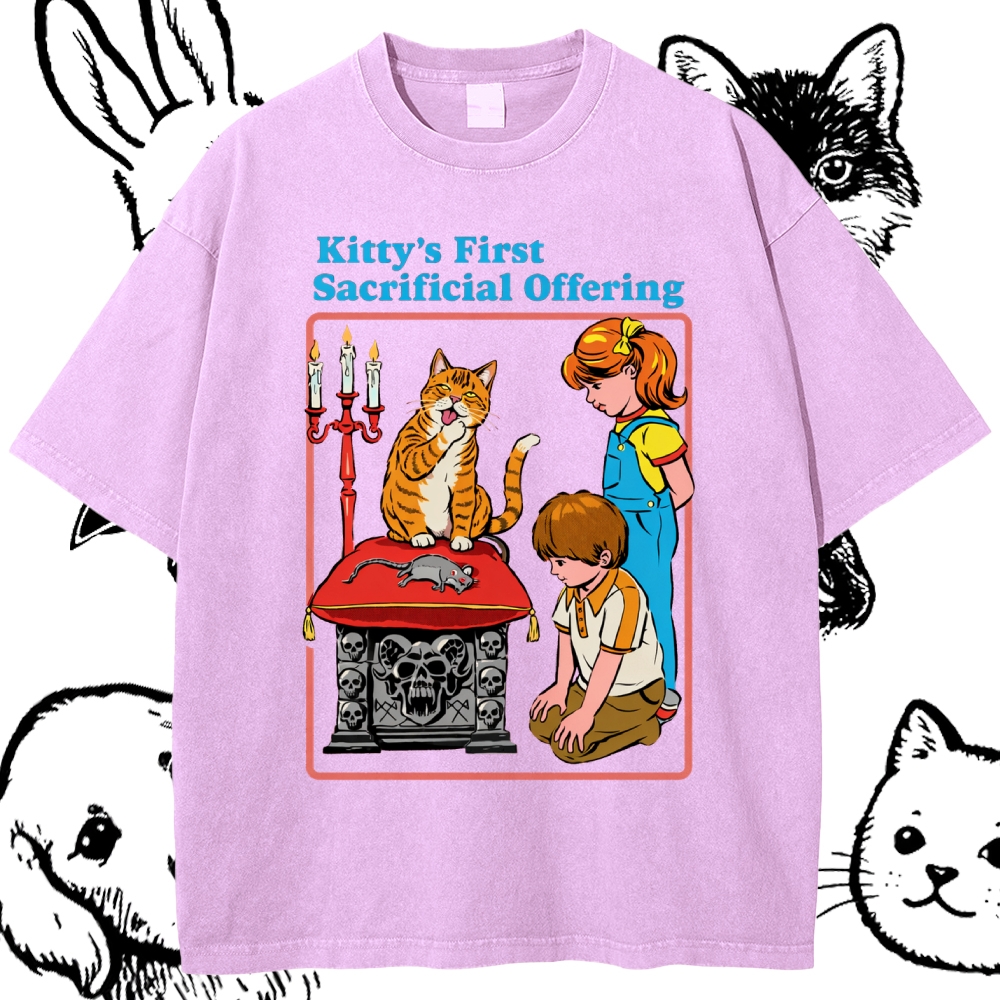 Kitty’s First Sacrificial Offering - Cotton Vintage Wash Classic Graphic Tee