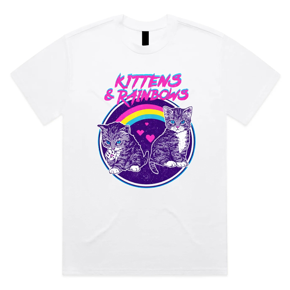 Kittens&Rainbows - Cotton Classic Fit Retro Dark Humor Graphic Tee