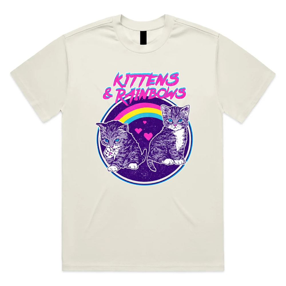 Kittens&Rainbows - Cotton Classic Fit Retro Dark Humor Graphic Tee