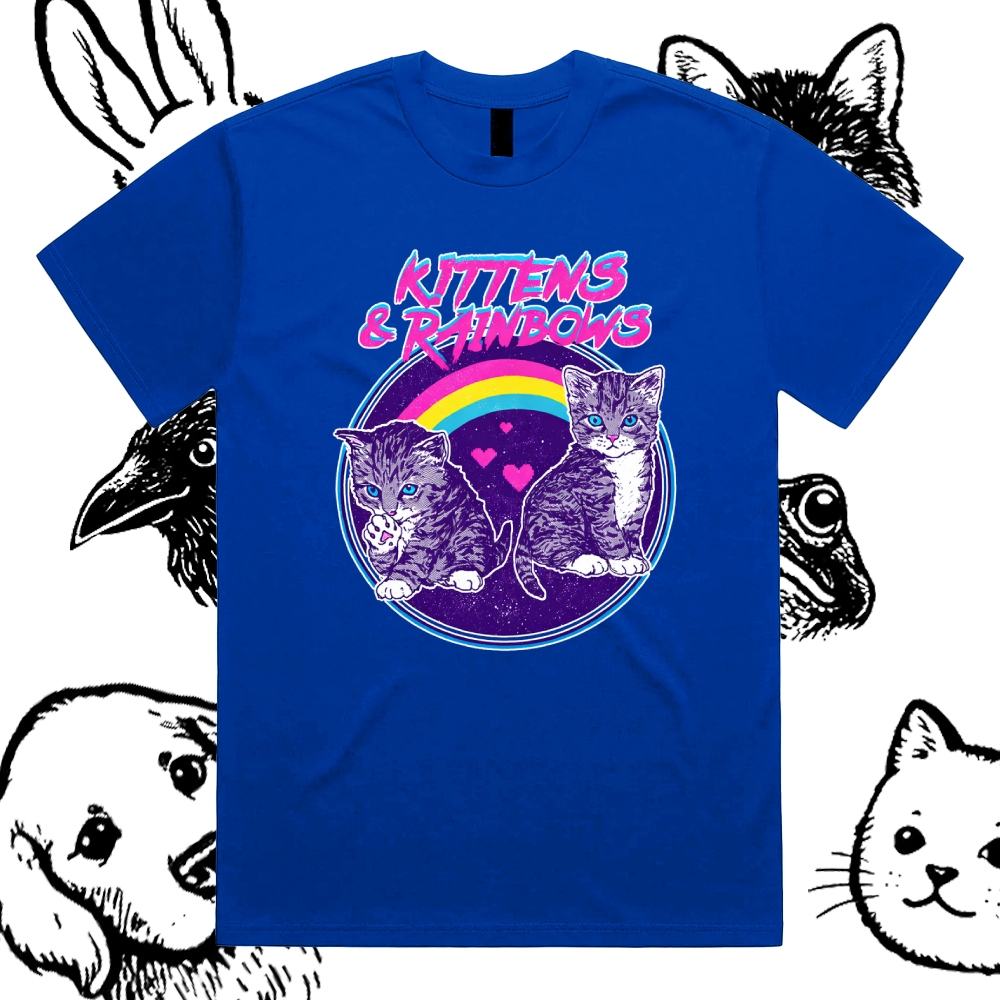 Kittens&Rainbows - Cotton Classic Fit Retro Dark Humor Graphic Tee