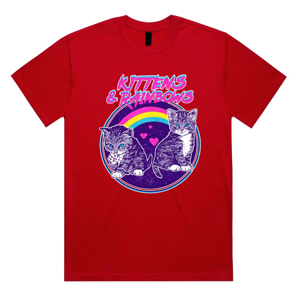 Kittens&Rainbows - Cotton Classic Fit Retro Dark Humor Graphic Tee