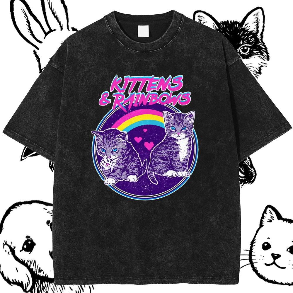 Kittens&Rainbows - Cotton Vintage Wash Classic Graphic Tee