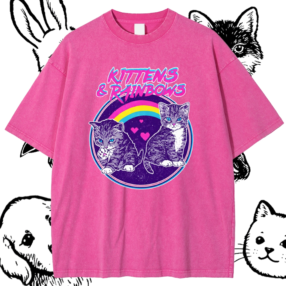 Kittens&Rainbows - Cotton Vintage Wash Classic Graphic Tee