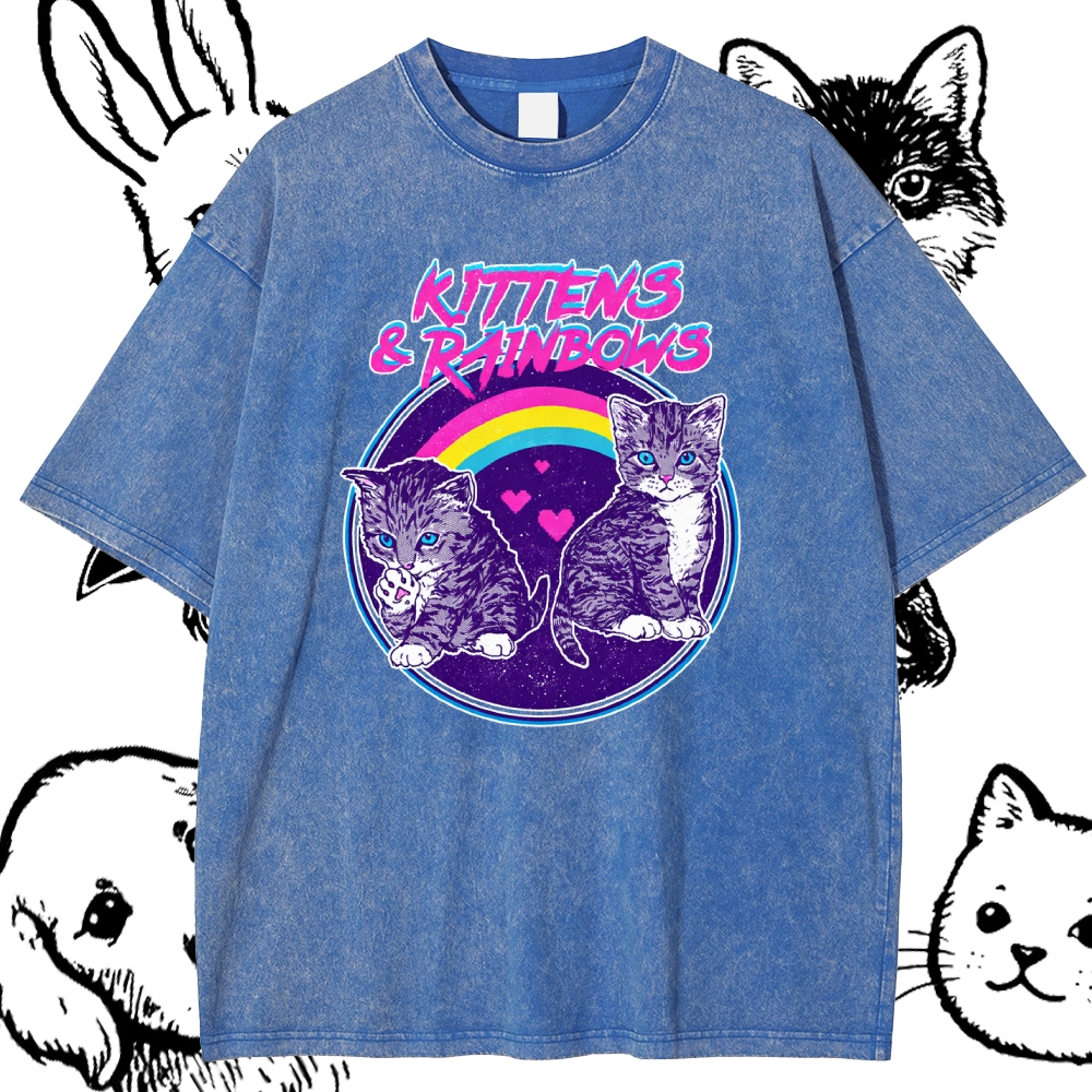 Kittens&Rainbows - Cotton Vintage Wash Classic Graphic Tee