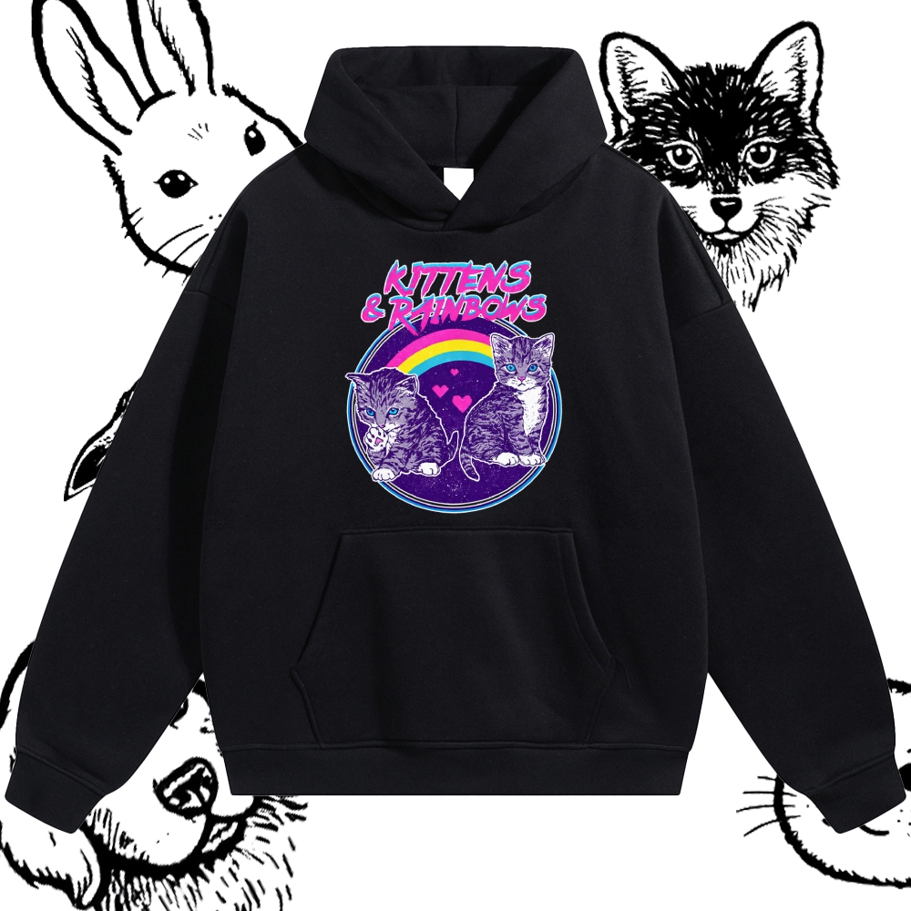 Kittens&Rainbows - Cotton Blend Classic Fit Unisex Hoodie