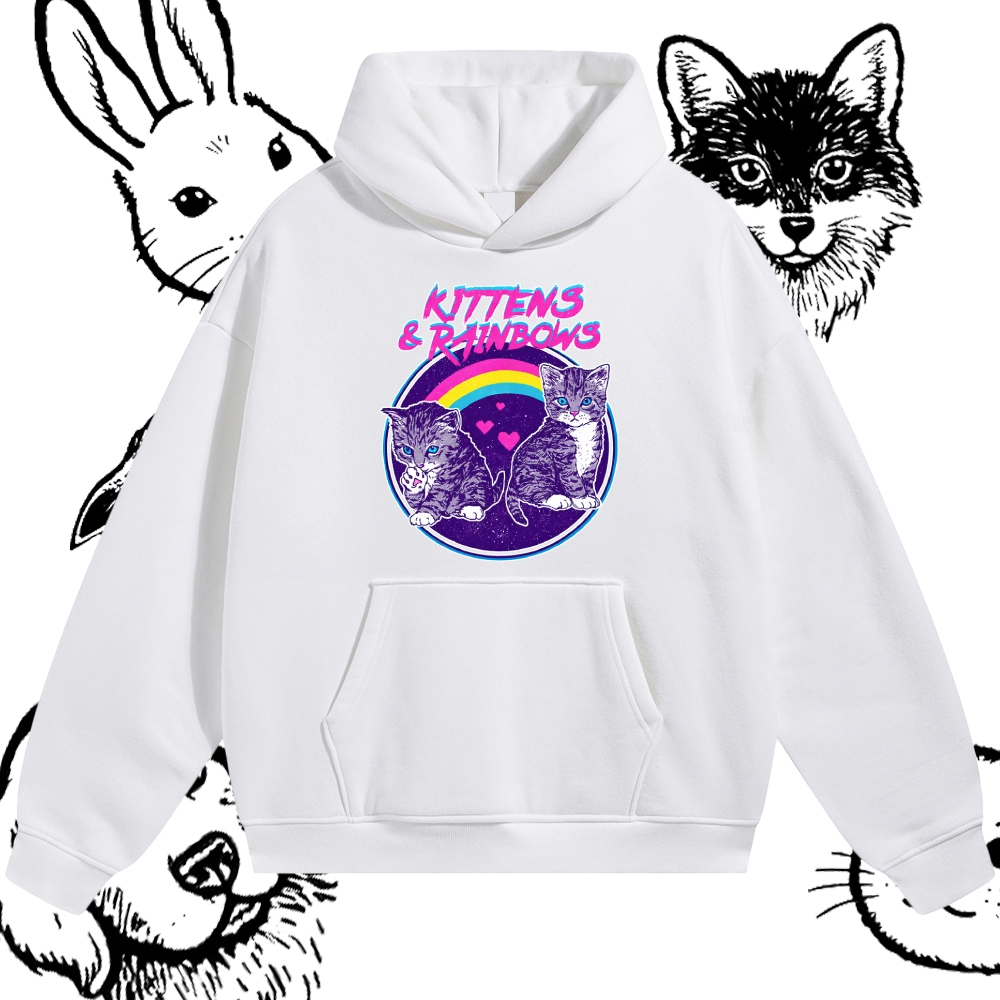 Kittens&Rainbows - Cotton Blend Classic Fit Unisex Hoodie