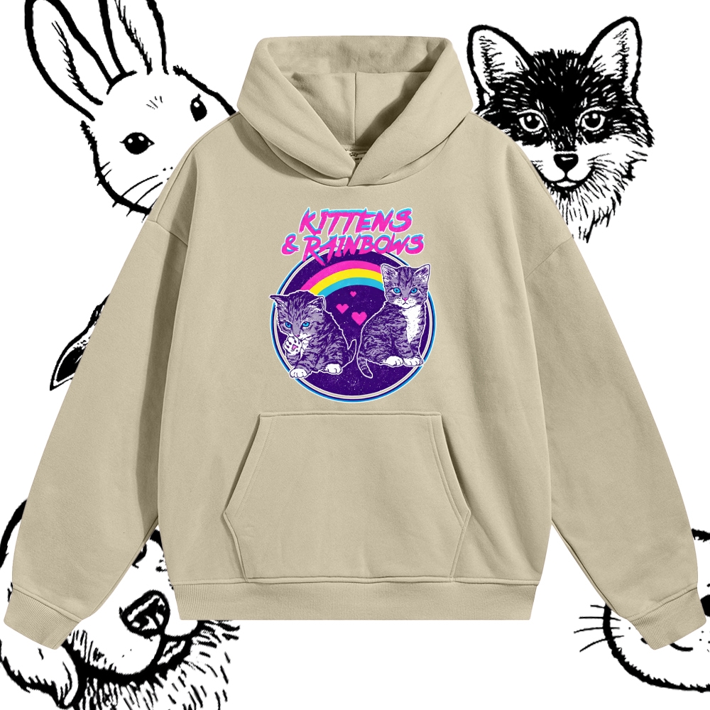 Kittens&Rainbows - Cotton Blend Classic Fit Unisex Hoodie
