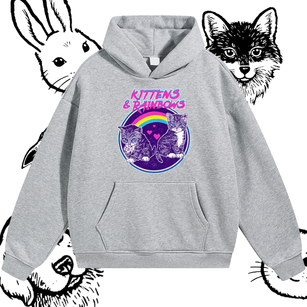 Kittens&Rainbows - Cotton Blend Classic Fit Unisex Hoodie
