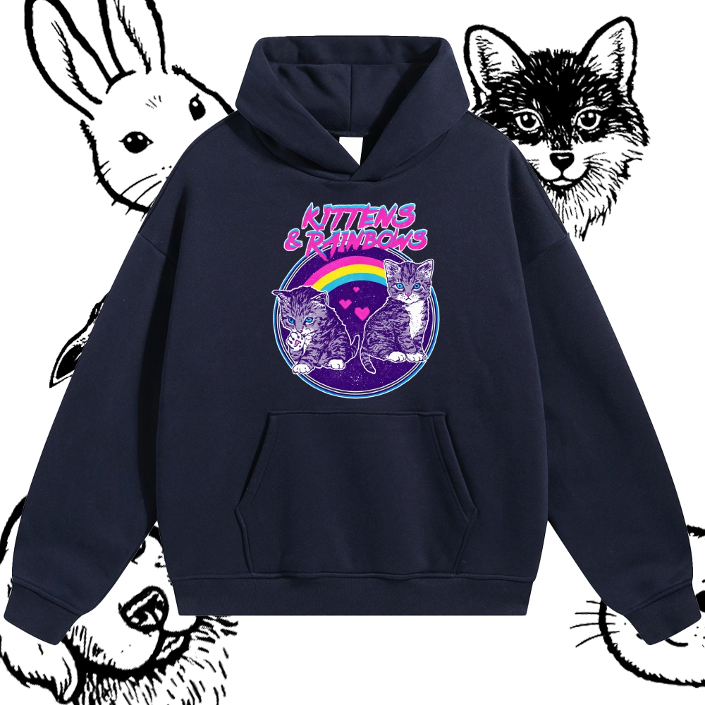 Kittens&Rainbows - Cotton Blend Classic Fit Unisex Hoodie