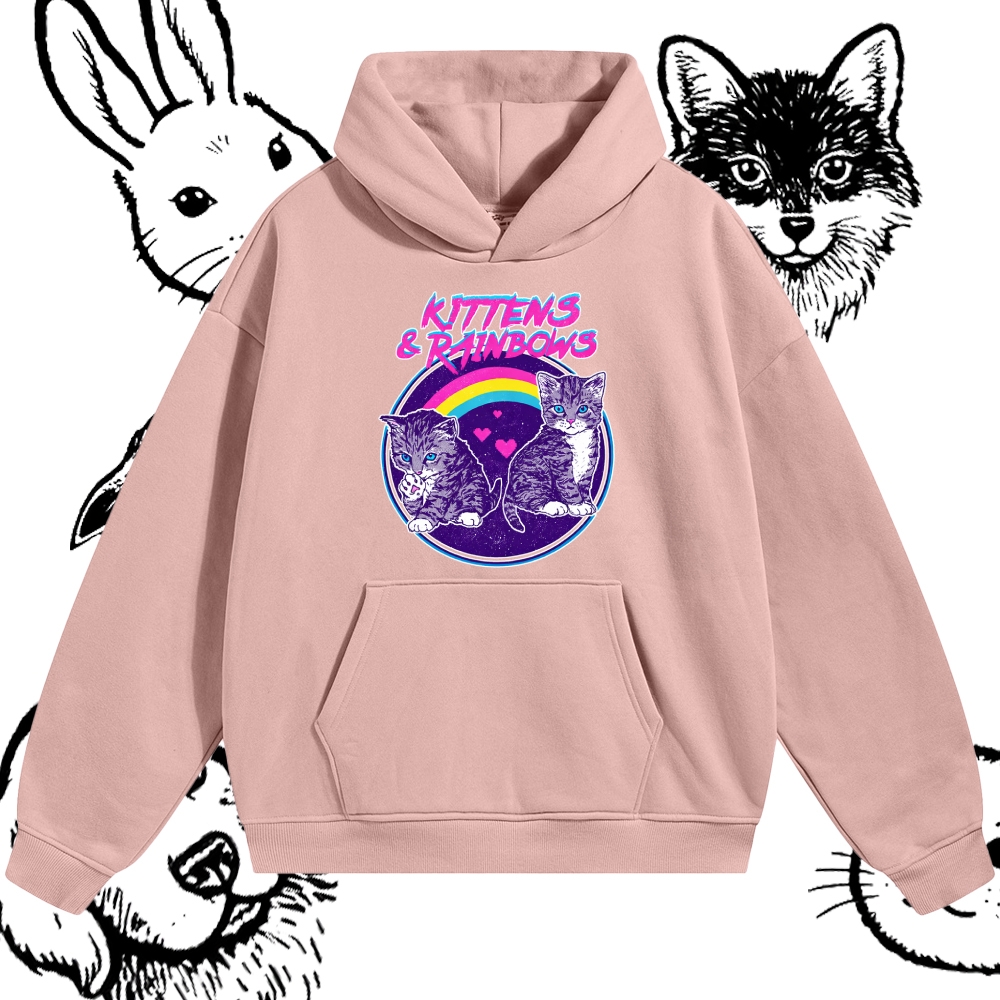 Kittens&Rainbows - Cotton Blend Classic Fit Unisex Hoodie