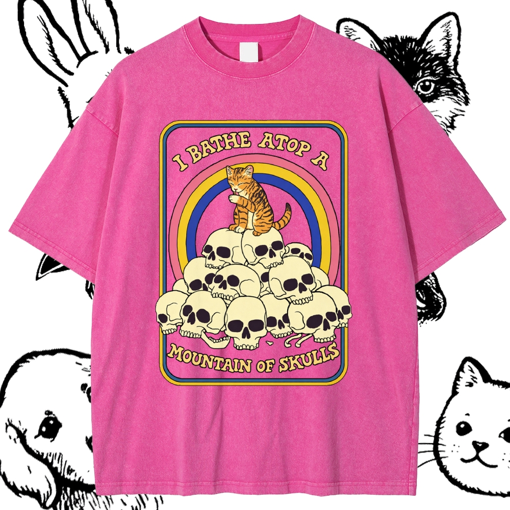 I Bathe Atop A Mountain Of Skulls - Cotton Vintage Wash Classic Graphic Tee