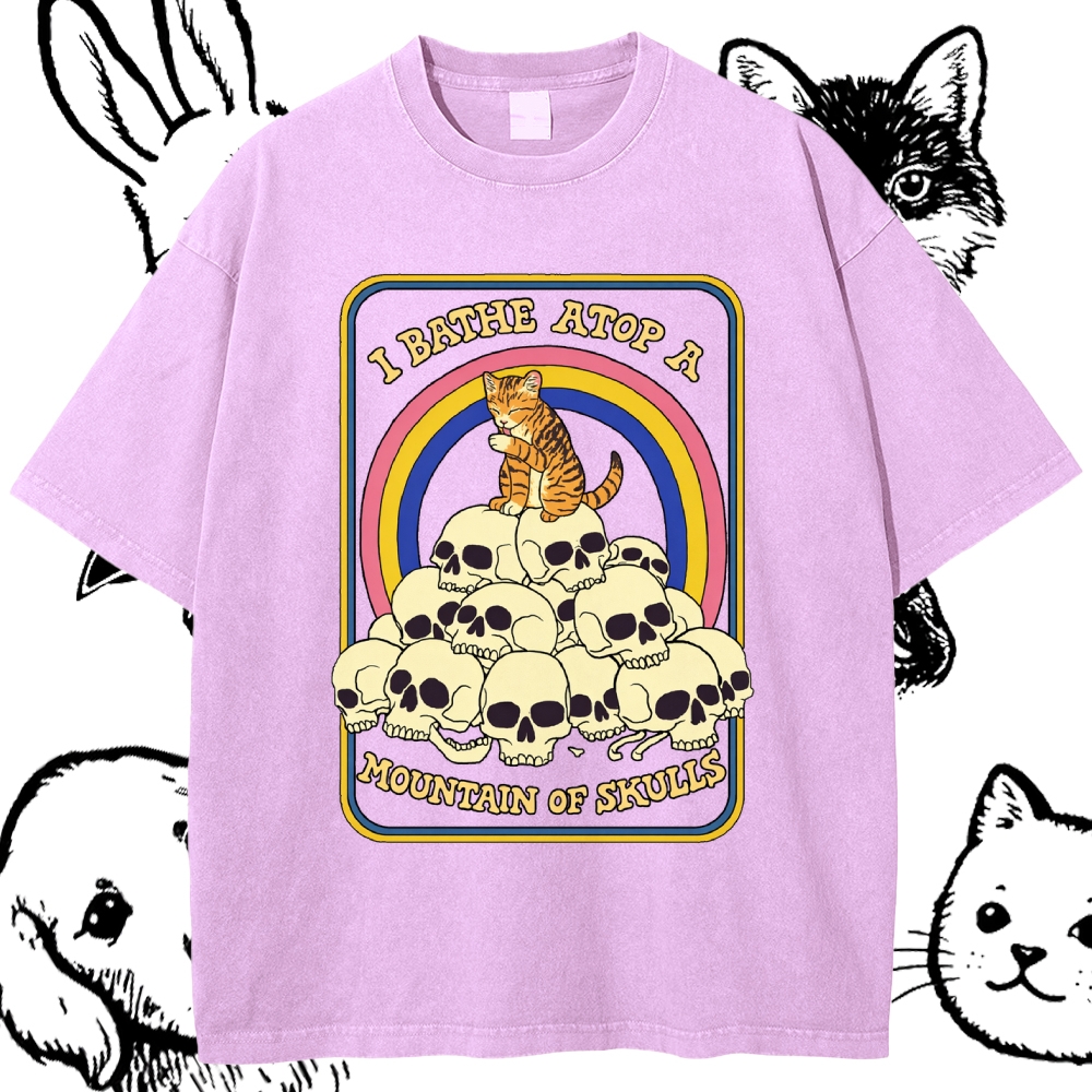I Bathe Atop A Mountain Of Skulls - Cotton Vintage Wash Classic Graphic Tee