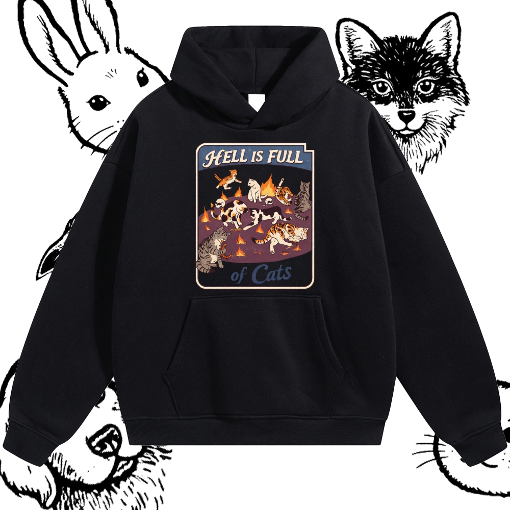 Hell Is Full Of Cats - Cotton Blend Classic Fit Unisex Hoodie