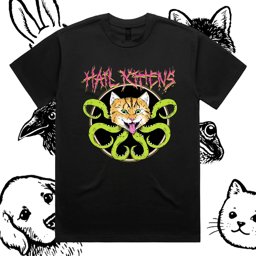 Hail Kittens - Cotton Classic Fit Retro Dark Humor Graphic Tee