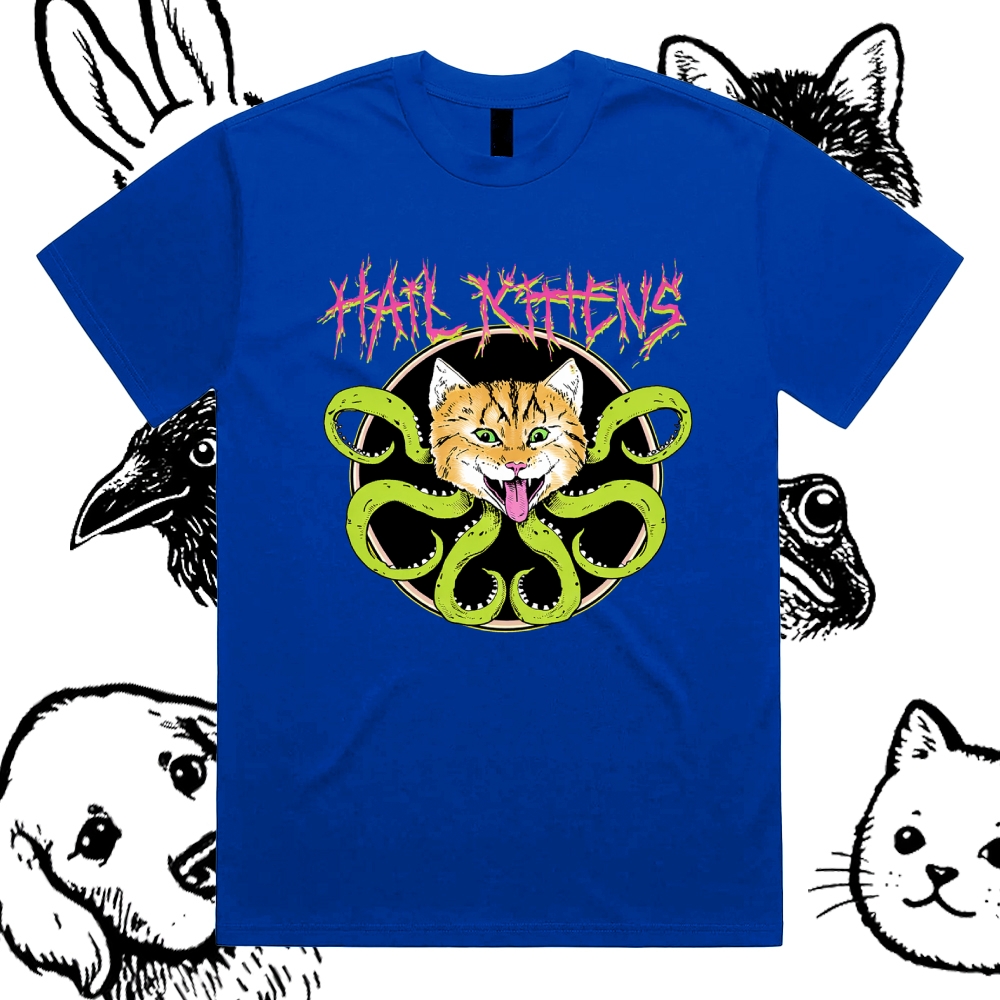Hail Kittens - Cotton Classic Fit Retro Dark Humor Graphic Tee