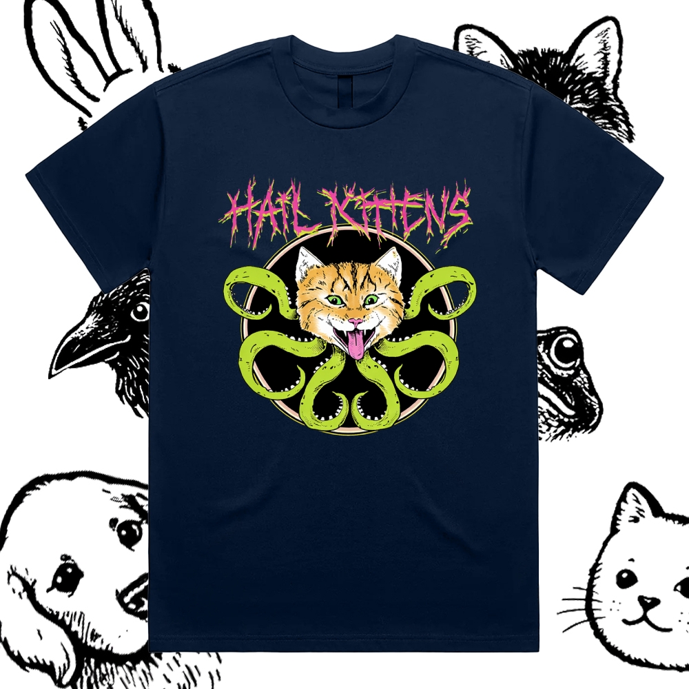 Hail Kittens - Cotton Classic Fit Retro Dark Humor Graphic Tee