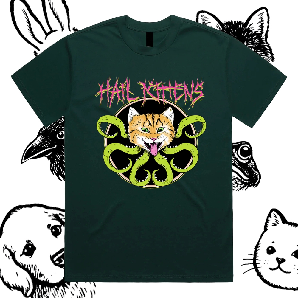 Hail Kittens - Cotton Classic Fit Retro Dark Humor Graphic Tee