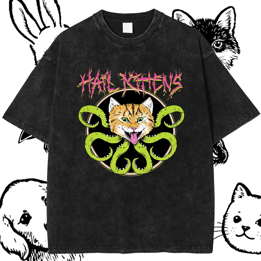 Hail Kittens - Cotton Vintage Wash Classic Graphic Tee