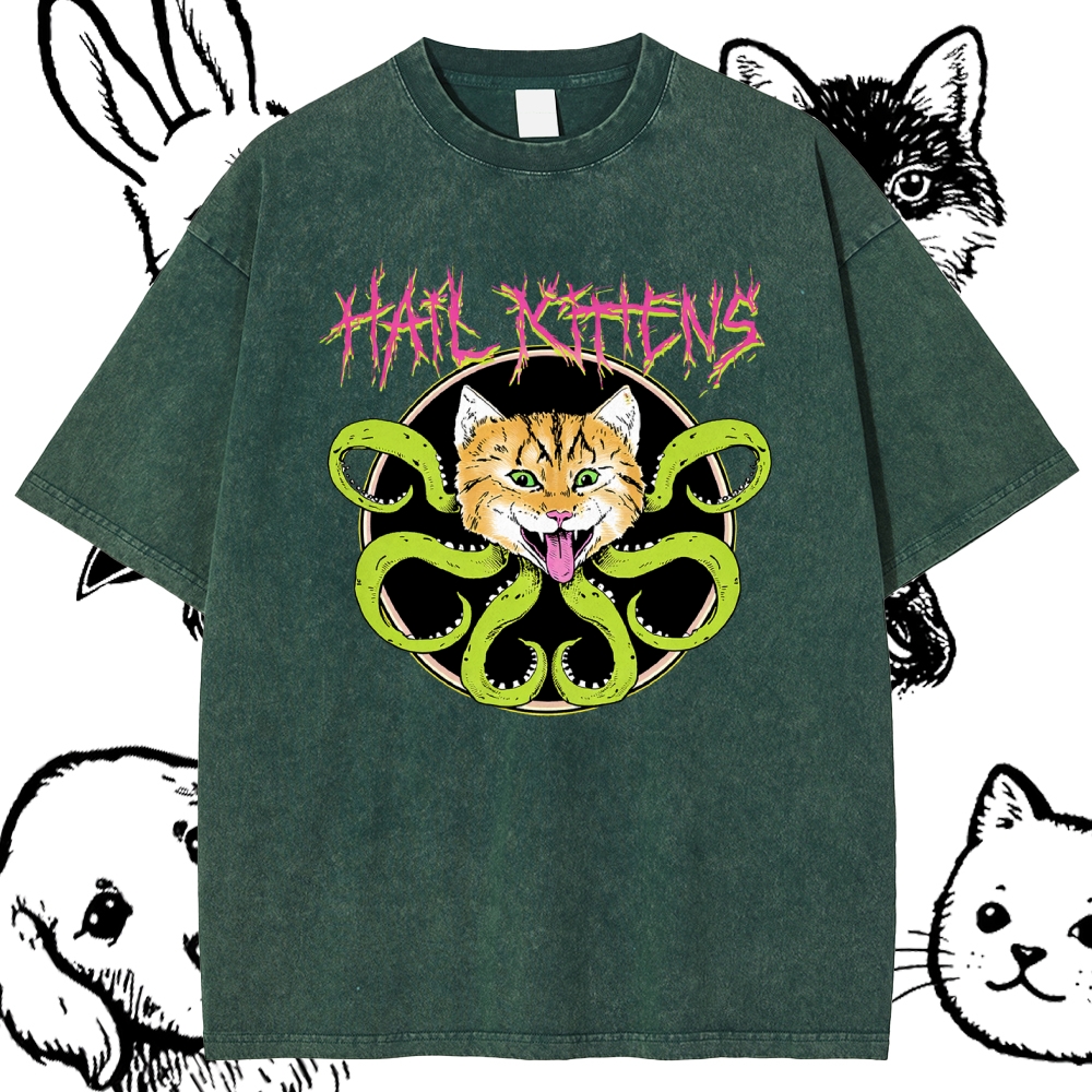Hail Kittens - Cotton Vintage Wash Classic Graphic Tee