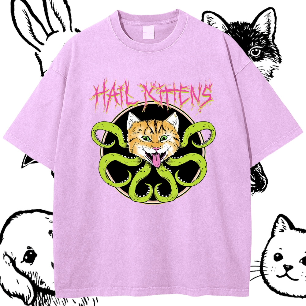 Hail Kittens - Cotton Vintage Wash Classic Graphic Tee