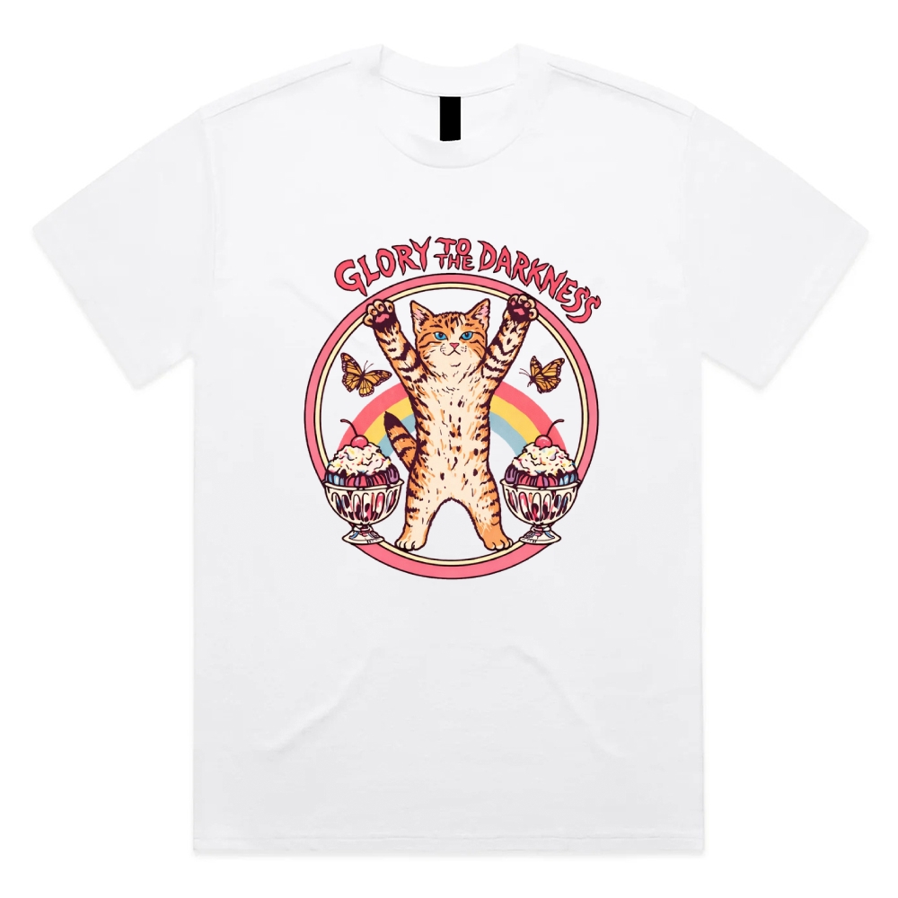 Glory To The Darkness - Cotton Classic Fit Retro Dark Humor Graphic Tee