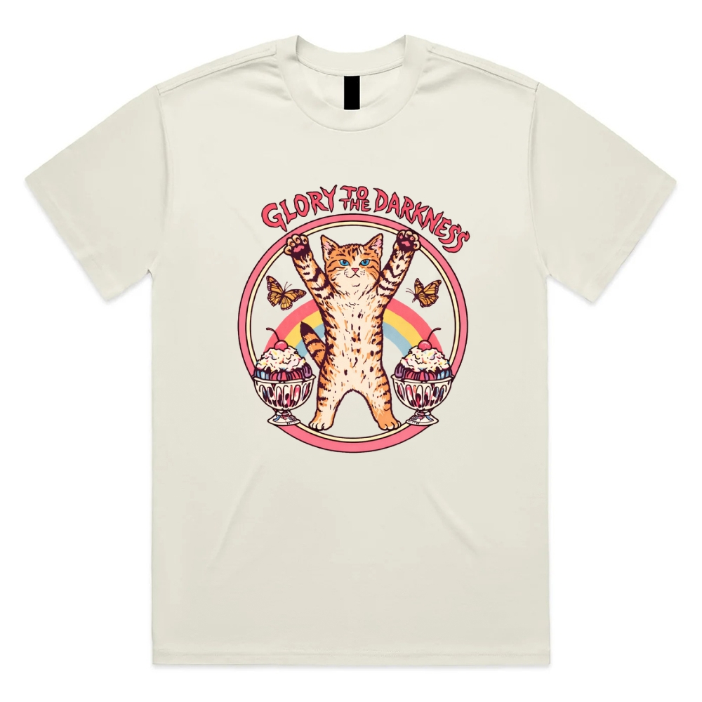 Glory To The Darkness - Cotton Classic Fit Retro Dark Humor Graphic Tee