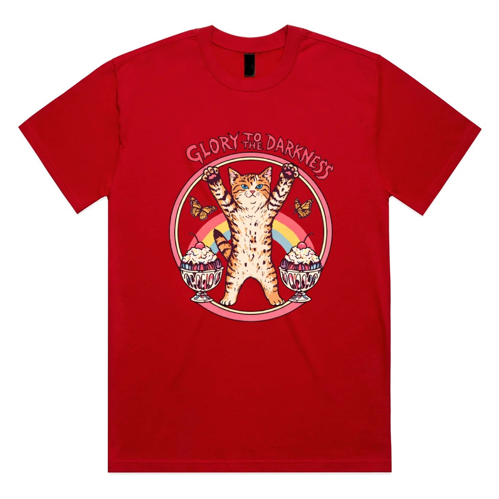 Glory To The Darkness - Cotton Classic Fit Retro Dark Humor Graphic Tee