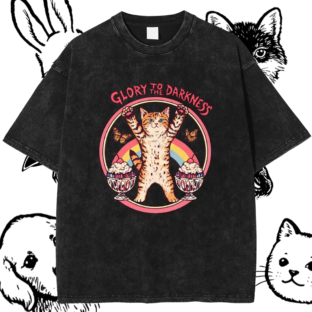Glory To The Darkness - Cotton Vintage Wash Classic Graphic Tee