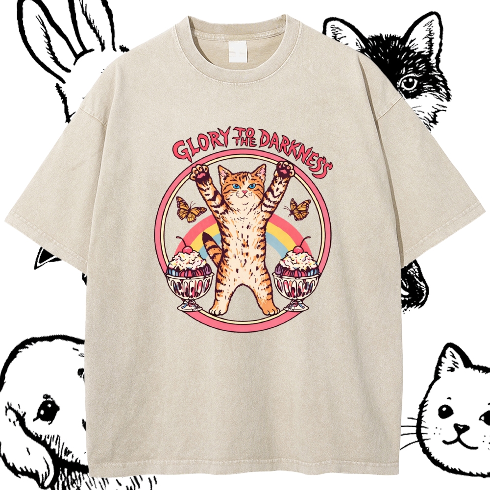 Glory To The Darkness - Cotton Vintage Wash Classic Graphic Tee