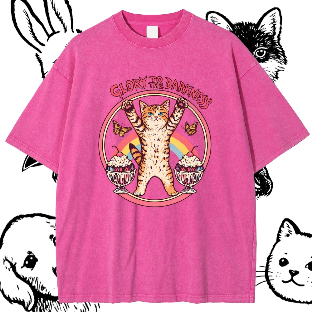 Glory To The Darkness - Cotton Vintage Wash Classic Graphic Tee