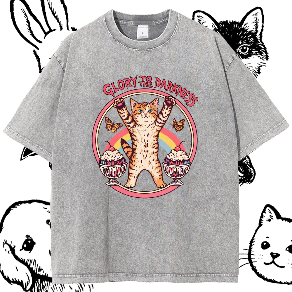 Glory To The Darkness - Cotton Vintage Wash Classic Graphic Tee