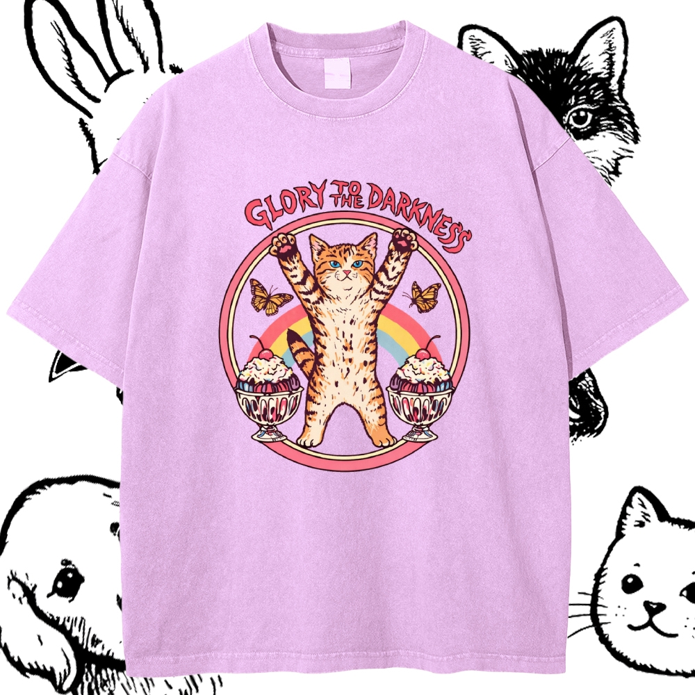 Glory To The Darkness - Cotton Vintage Wash Classic Graphic Tee