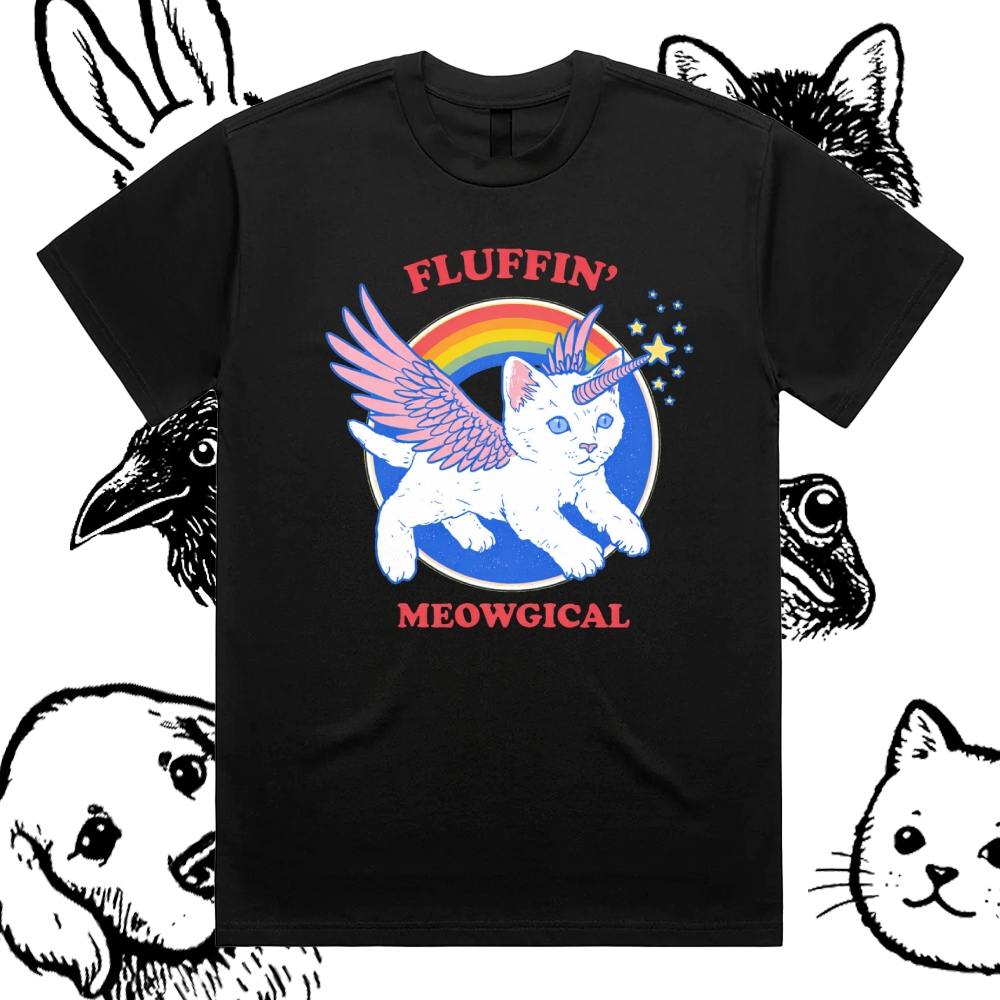 Fluffin'Meowgical - Cotton Classic Fit Retro Dark Humor Graphic Tee