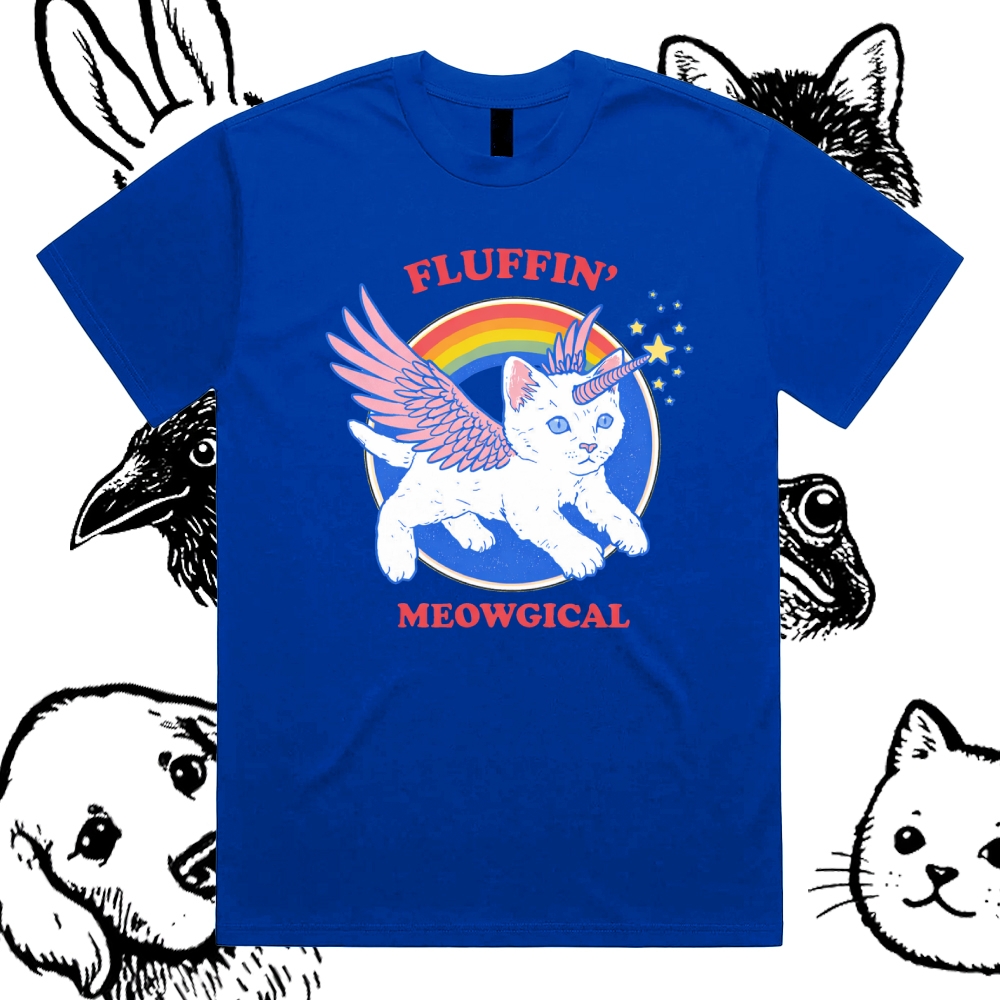 Fluffin'Meowgical - Cotton Classic Fit Retro Dark Humor Graphic Tee