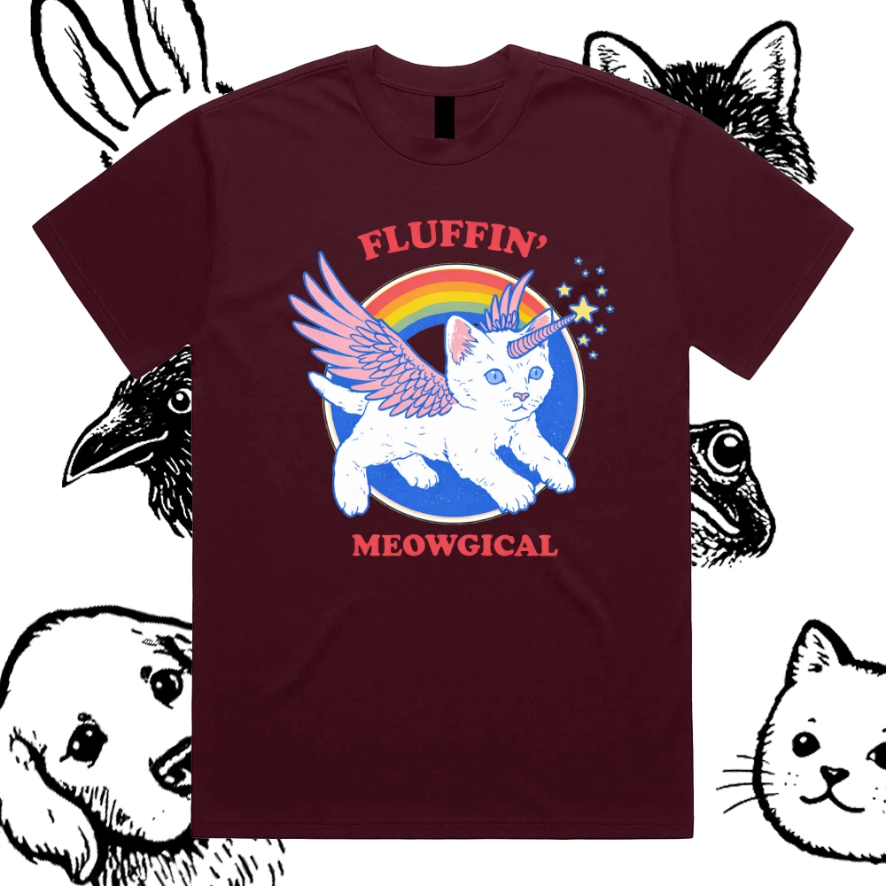Fluffin'Meowgical - Cotton Classic Fit Retro Dark Humor Graphic Tee