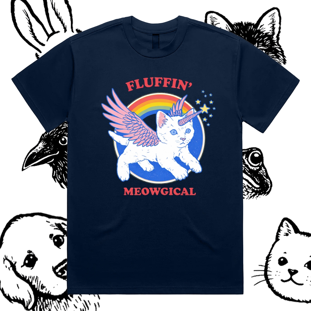 Fluffin'Meowgical - Cotton Classic Fit Retro Dark Humor Graphic Tee