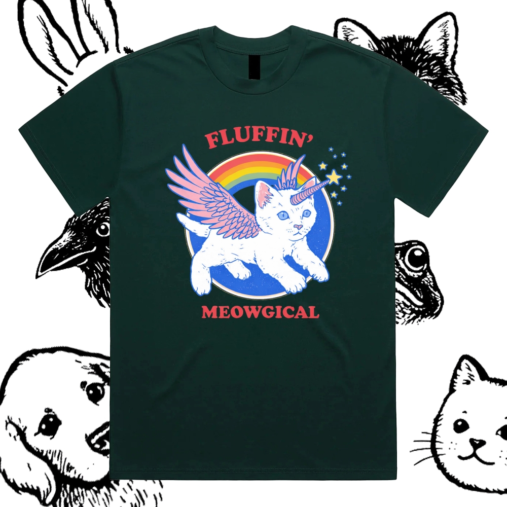 Fluffin'Meowgical - Cotton Classic Fit Retro Dark Humor Graphic Tee