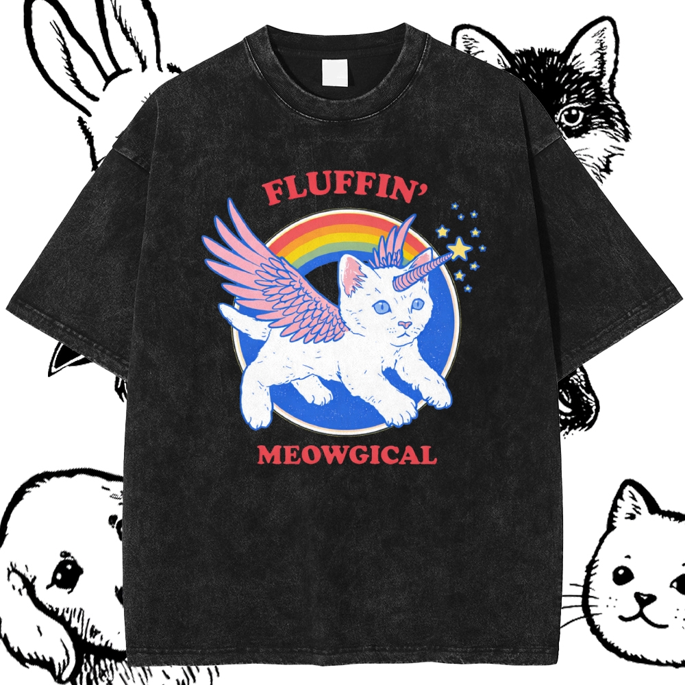 Fluffin'Meowgical - Cotton Vintage Wash Classic Graphic Tee