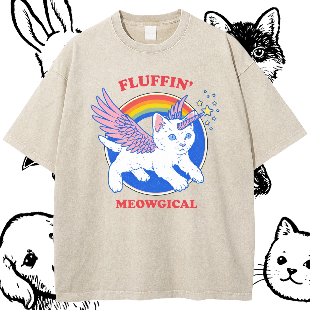 Fluffin'Meowgical - Cotton Vintage Wash Classic Graphic Tee