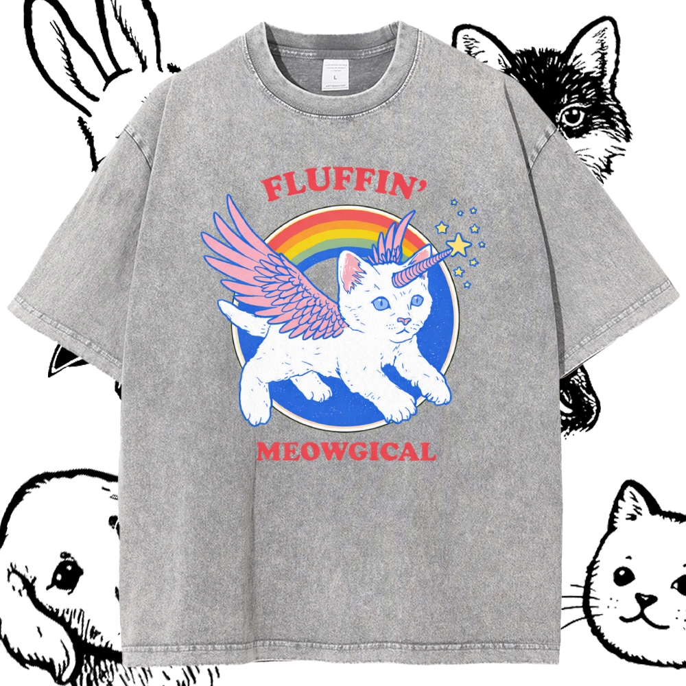 Fluffin'Meowgical - Cotton Vintage Wash Classic Graphic Tee