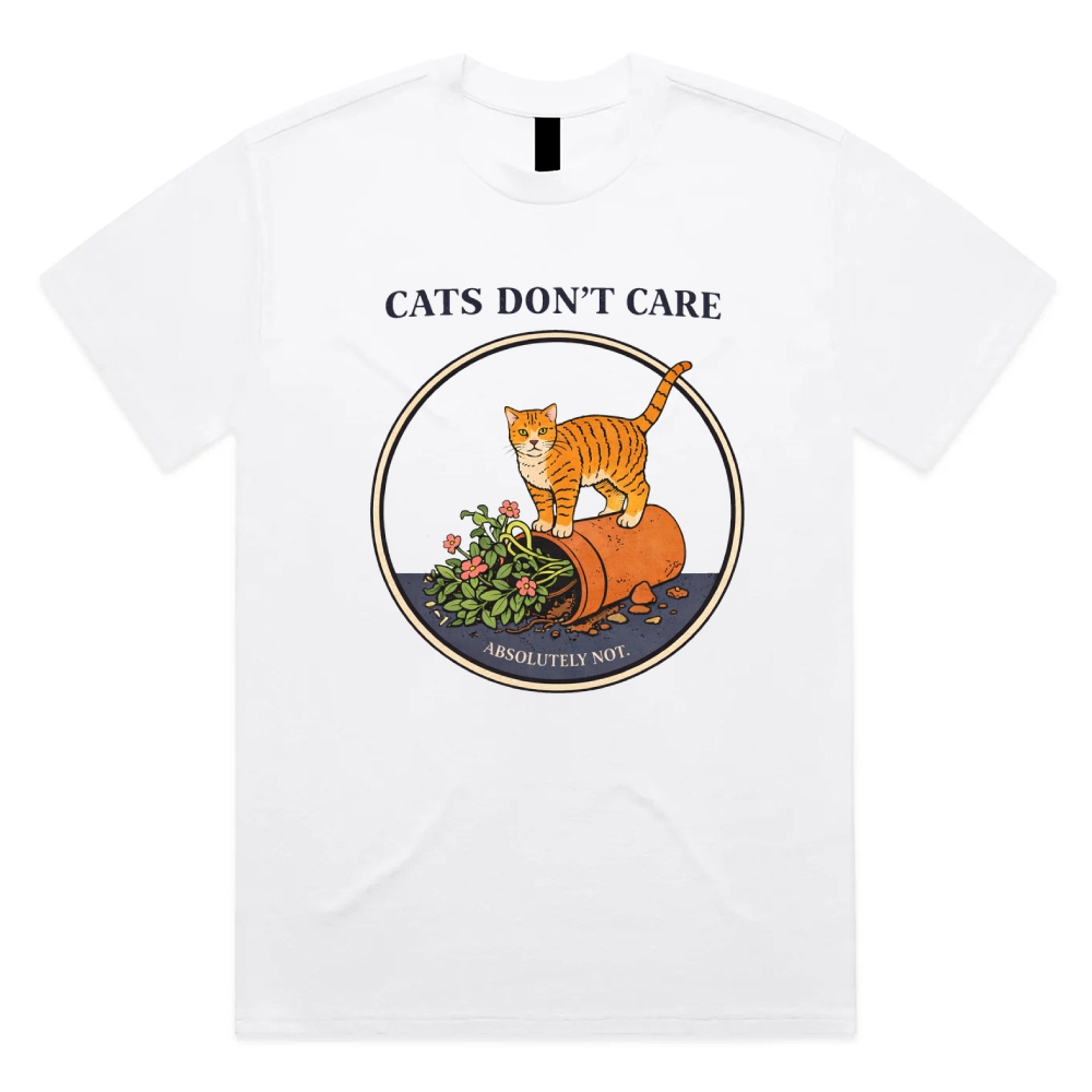 Cats Don't Care - Cotton Classic Fit Retro Dark Humor Graphic Tee