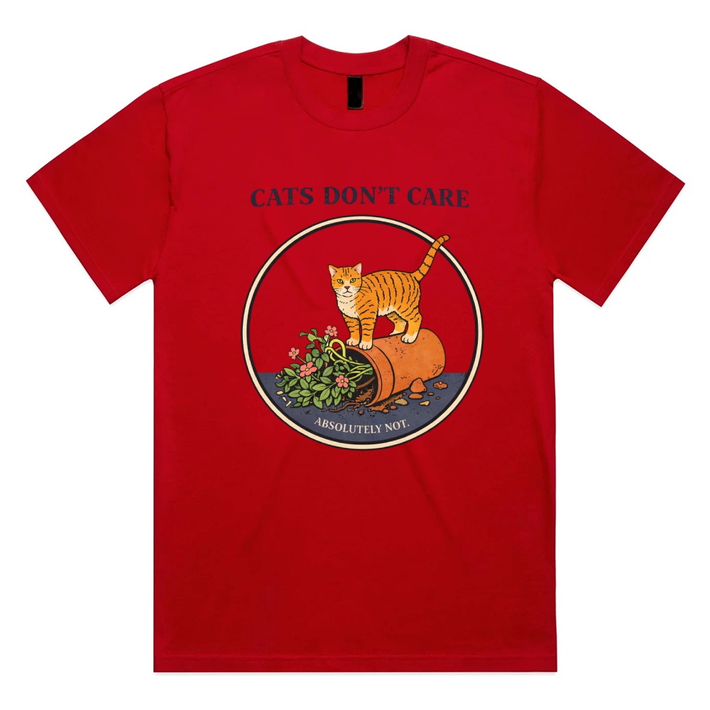 Cats Don't Care - Cotton Classic Fit Retro Dark Humor Graphic Tee