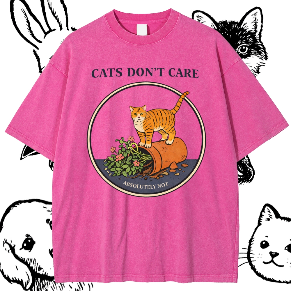 Cats Don't Care - Cotton Vintage Wash Classic Graphic Tee
