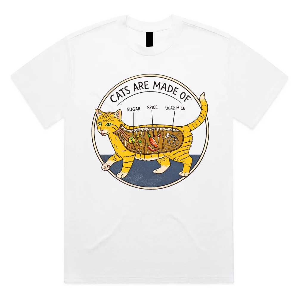 Cats Are Made Of - Cotton Classic Fit Retro Dark Humor Graphic Tee